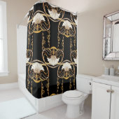 Art Nouveau: Goud Zwart Douchegordijn (In situ)