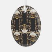 Art Nouveau: Goud Zwart Glas Ornament (Voorkant links)