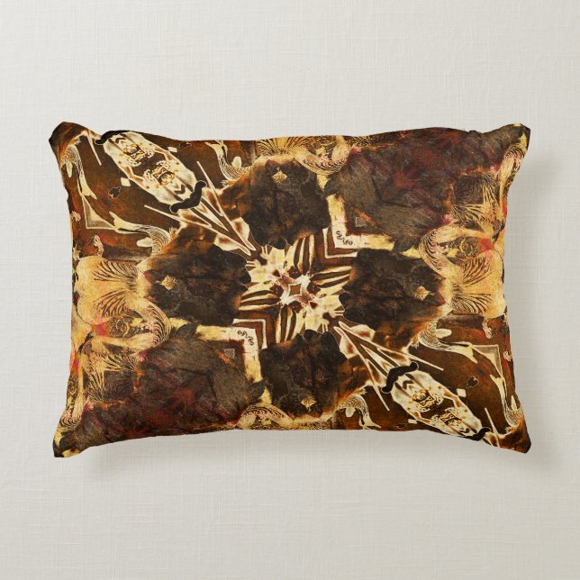 Art Nouveau: goudbruin  Accent Kussen (Voorkant)