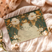 Art Nouveau Gouden Botanische Boog Huwelijk RSVP Kaartje