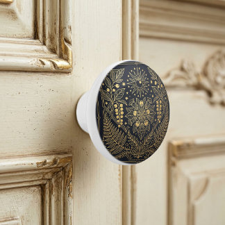 Art Nouveau Gouden Botanische Hemelse Illustratie Keramische Knop