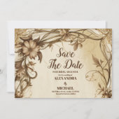 Art Nouveau Gouden Botanische Huwelijk Save The Date (Voorkant)