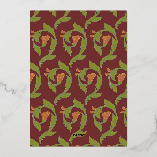 Art Nouveau Gouden Groene Botanische Uitnodiging (Achterkant)