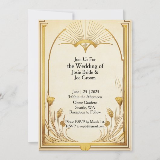 Art Nouveau gouden huwelijksuitnodiging Kaart (Voorkant)