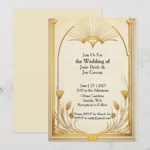 Art Nouveau gouden huwelijksuitnodiging Kaart