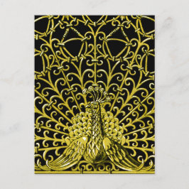 Art Nouveau gouden pauw Briefkaart