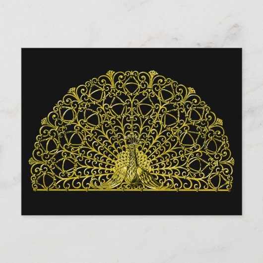 Art Nouveau gouden pauw Briefkaart (Voorkant)