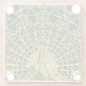 Art Nouveau gouden pauw Glazen Onderzetter (Achterkant)