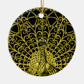 Art Nouveau gouden pauw Keramisch Ornament (Voorkant)