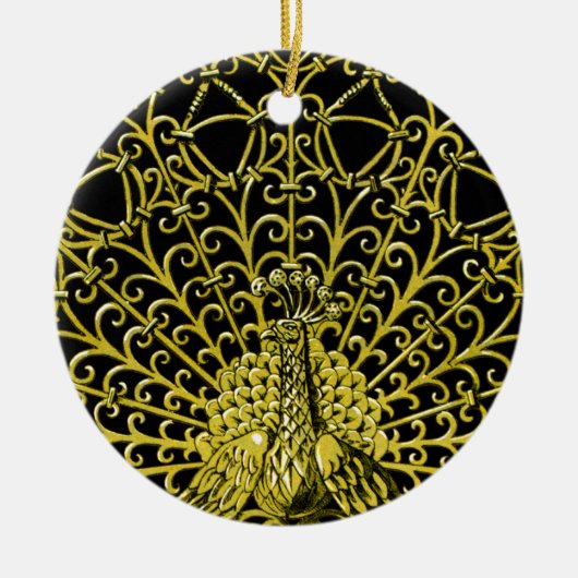 Art Nouveau gouden pauw Keramisch Ornament (Voorkant)