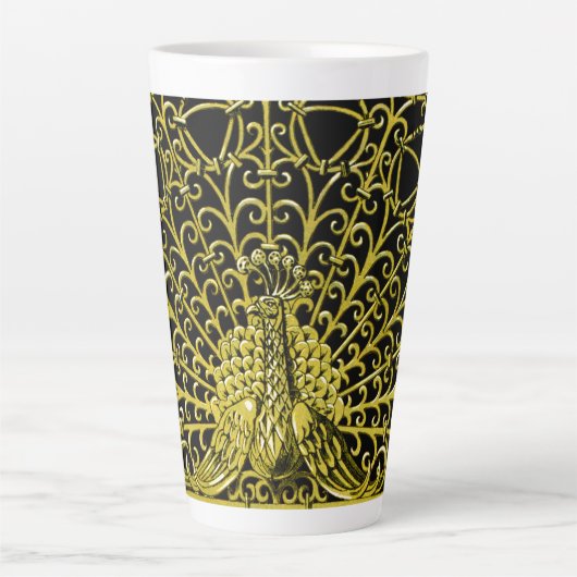Art Nouveau gouden pauw Latte Mok (Voorkant)