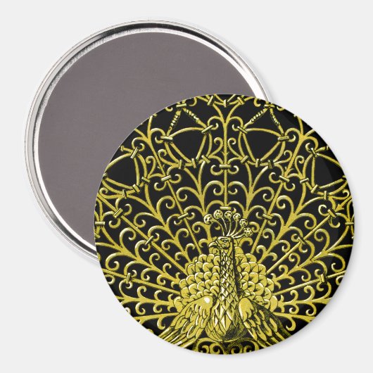 Art Nouveau gouden pauw Magneet (Voorkant / Achterkant)