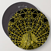 Art Nouveau gouden pauw Ronde Button 6,0 Cm (Voorkant /achterkant)