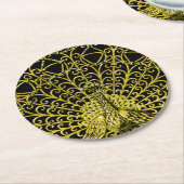Art Nouveau gouden pauw Ronde Kartonnen Onderzetter (Gebogen)