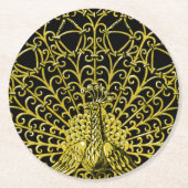 Art Nouveau gouden pauw Ronde Kartonnen Onderzetter (Voorkant)