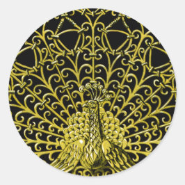 Art Nouveau gouden pauw Ronde Sticker