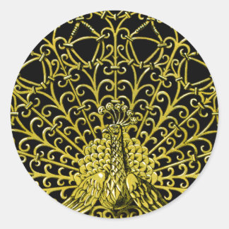 Art Nouveau gouden pauw Ronde Sticker