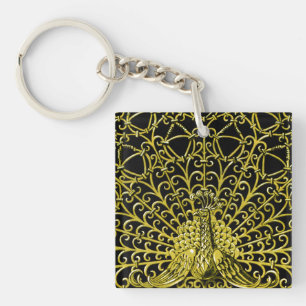 Art Nouveau gouden pauw Sleutelhanger