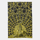 Art Nouveau gouden pauw Theedoek (Verticaal)