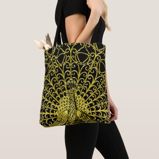Art Nouveau gouden pauw Tote Bag (Dichtbij)