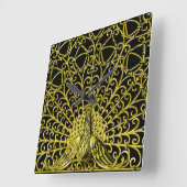 Art Nouveau gouden pauw Vierkante Klok (Hoek)