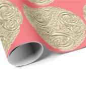 Art nouveau gouden perzik metallic look abstract cadeaupapier (Rol Hoek)