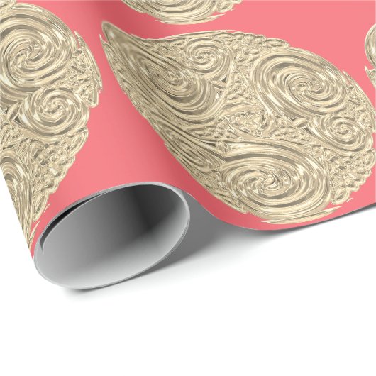 Art nouveau gouden perzik metallic look abstract cadeaupapier (Rol Hoek)