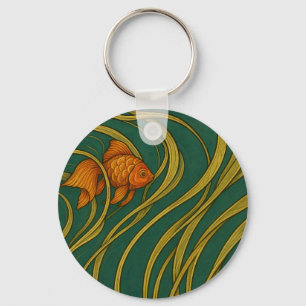 Art Nouveau Goudvis  Sleutelhanger