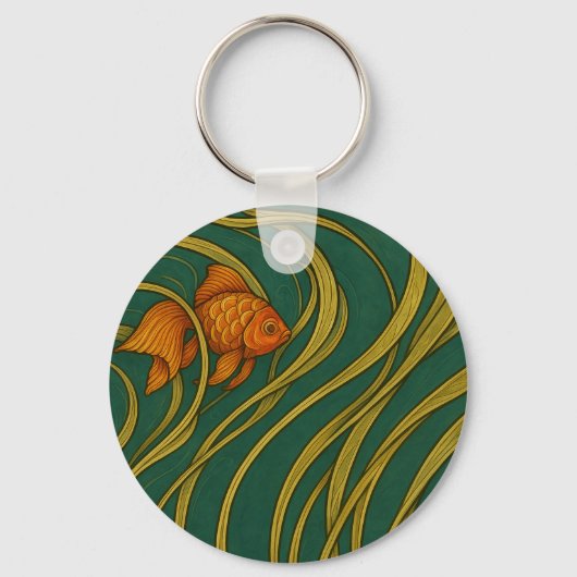 Art Nouveau Goudvis  Sleutelhanger (Voorkant)