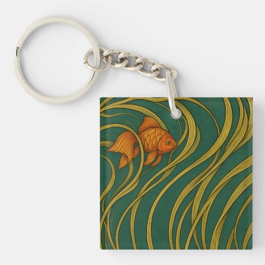 Art Nouveau Goudvis Sleutelhanger (Voorkant)
