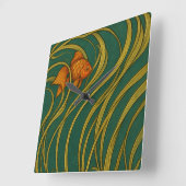 Art Nouveau Goudvis Vierkante Klok (Hoek)
