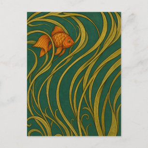 Art Nouveau Goudvis Vouwkaart Briefkaart