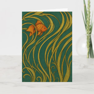 Art Nouveau Goudvis Vouwkaart Kaart