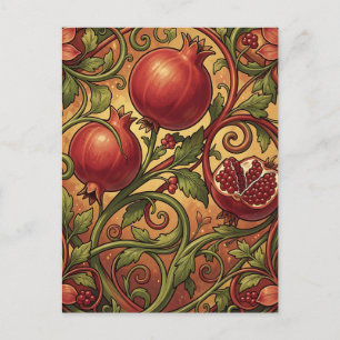 Art Nouveau Granaatappel Sierpatroon Briefkaart