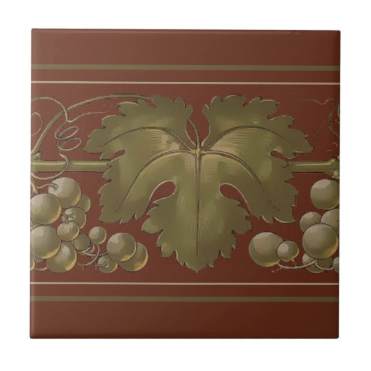 Art Nouveau Grapes on Grapevine Frieze Pattern Tegeltje (Voorkant)