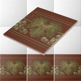 Art Nouveau Grapes on Grapevine Frieze Pattern Tegeltje