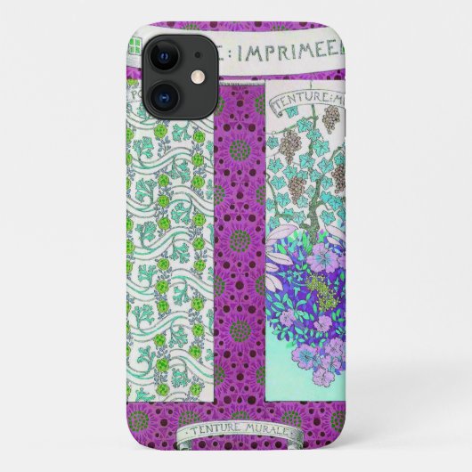 Art nouveau Grapevine florale  paarse blauwgroen Case-Mate iPhone Case (Achterkant)