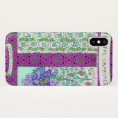 Art nouveau Grapevine florale  paarse blauwgroen Case-Mate iPhone Case (Achterkant (horizontaal))