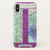 Art nouveau Grapevine florale  paarse blauwgroen Case-Mate iPhone Case (Achterkant)