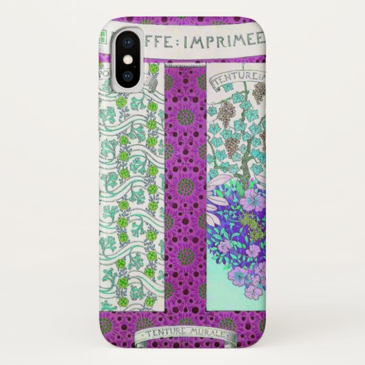 Art nouveau Grapevine florale  paarse blauwgroen Case-Mate iPhone Case (Achterkant)