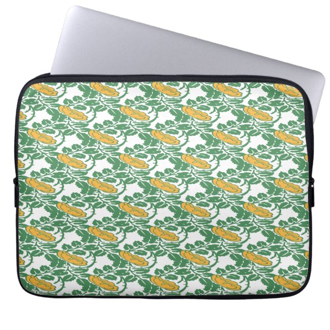 Art Nouveau Green Buttercup behang Laptop Sleeve (Voorkant)