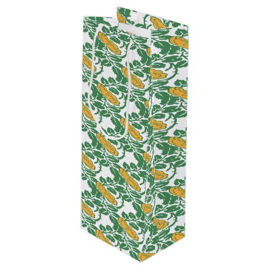 Art Nouveau Green Buttercup behang Wijn Cadeautas (Voorkant Gekanteld)