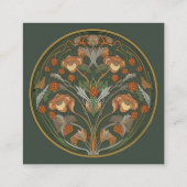Art Nouveau Green Cream Vierkante Visitekaartje (Achterkant)
