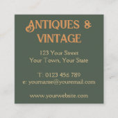 Art Nouveau Green Cream Vierkante Visitekaartje (Voorkant)