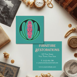 Art Nouveau Green Cream Vierkante Visitekaartje