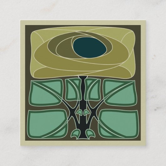 Art Nouveau Green Cream Vierkante Visitekaartje (Achterkant)