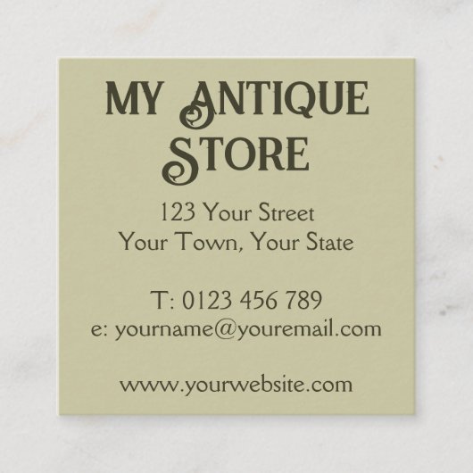 Art Nouveau Green Cream Vierkante Visitekaartje (Voorkant)