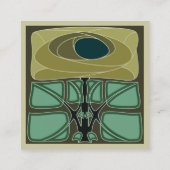 Art Nouveau Green Cream Vierkante Visitekaartje (Achterkant)
