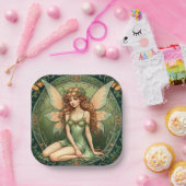 Art Nouveau Green Fairy Paper Bord (Feest)