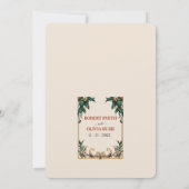 Art Nouveau Green Gold Vintage Wedding  Kaart (Achterkant)